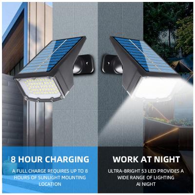 3つの照明モードワイヤレスソーラーパワード屋外ライト防水ソーラーパワードウォールライト屋外スポットライト
